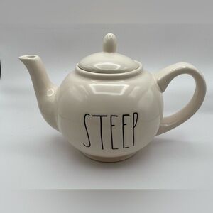 Rae Dunn Artisan Collection "STEEP" Ivory Ceramic Teapot with Lid Collectible